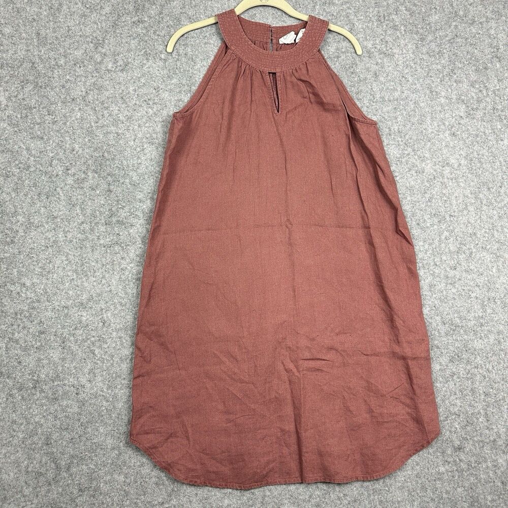 C&C California Linen Dress Womens L Shift Summer Coastal Keyhole Beach Boho